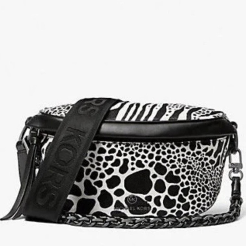 Michael Kors Black and White Animal Print Women's Bag
